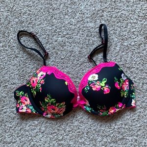 La Senza Push-Up Bra - Floral Lace Black